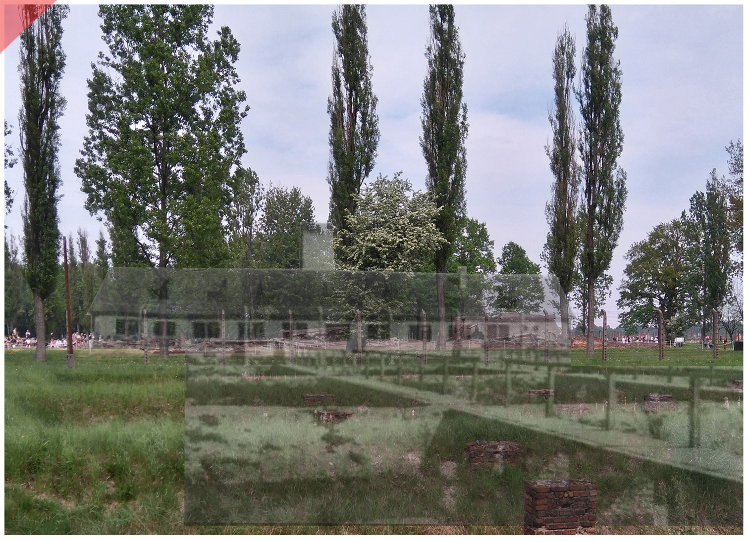 Auschwitz-Birkenau-Krematorium-2-II-superimpose-now-then-1943-1944-Photo