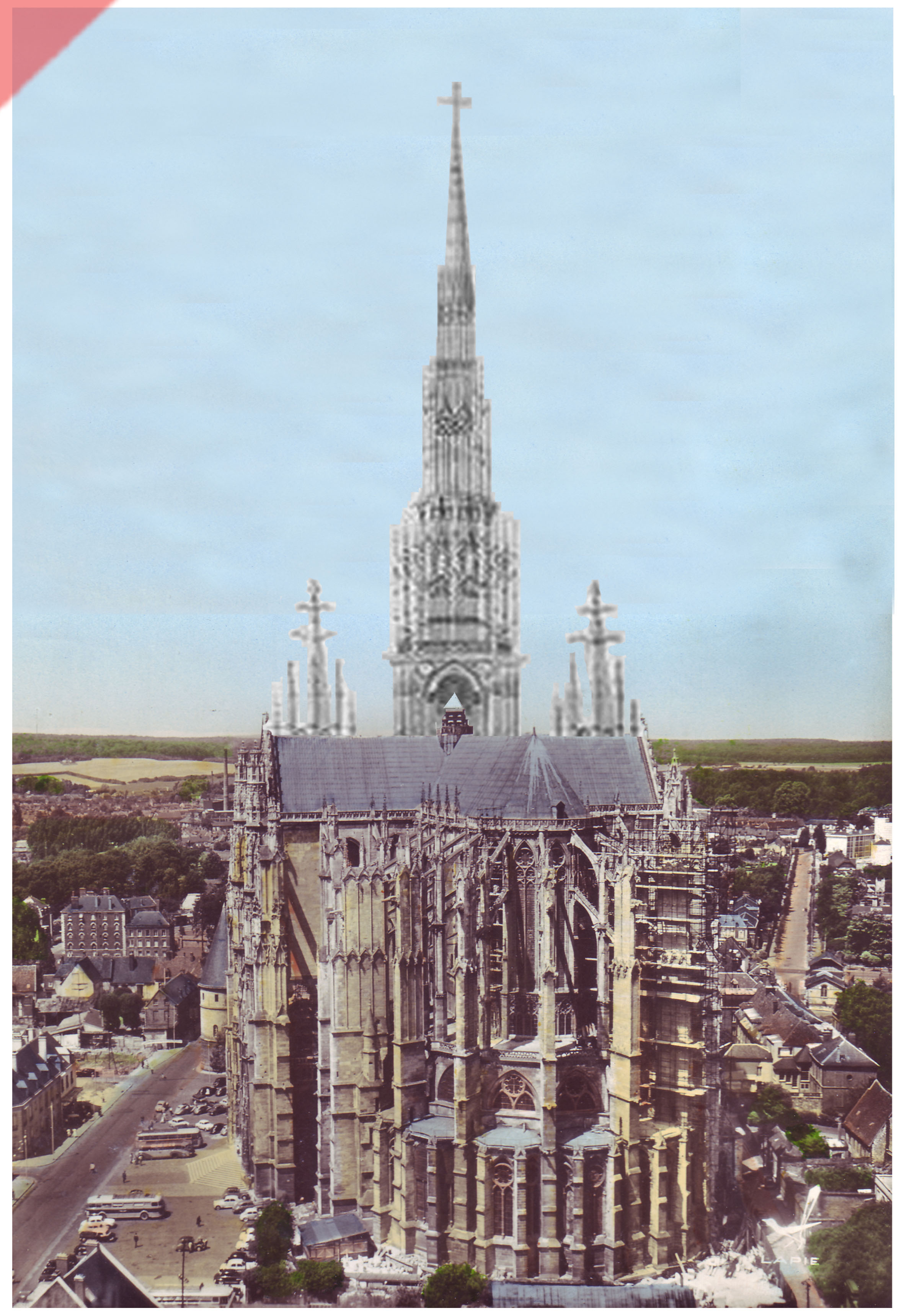 Cathédrale-Beauvais-vue-aerienne-façade-ouest-façade-prévue-tour-1573-église-planifiée-Cathedrale-Beauvais-aerial-view-east-façade-geplante-façade-tower-1573-planned-church-kathedrale