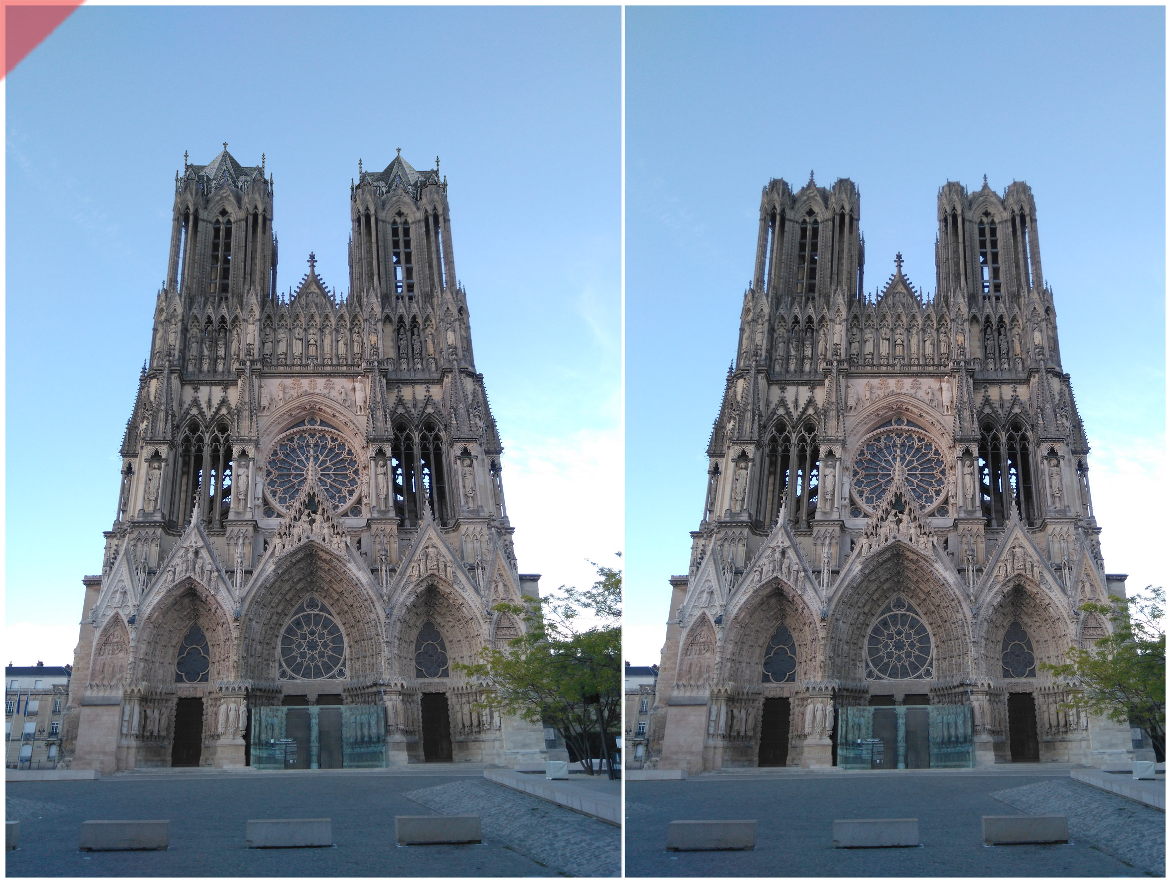 Reims-Cathédrale-Reims-tours-2-deux-prévu-toit-de-pierre-façade-ouest-Reims-cathedrale-2-two-towers-kathedrale-pitched-roof-stone-then-and-now
