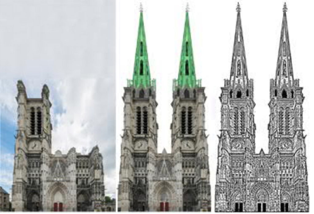 Troyes-Kathedrale-Fassade-geplant-gebaut-Damals-Jetzt