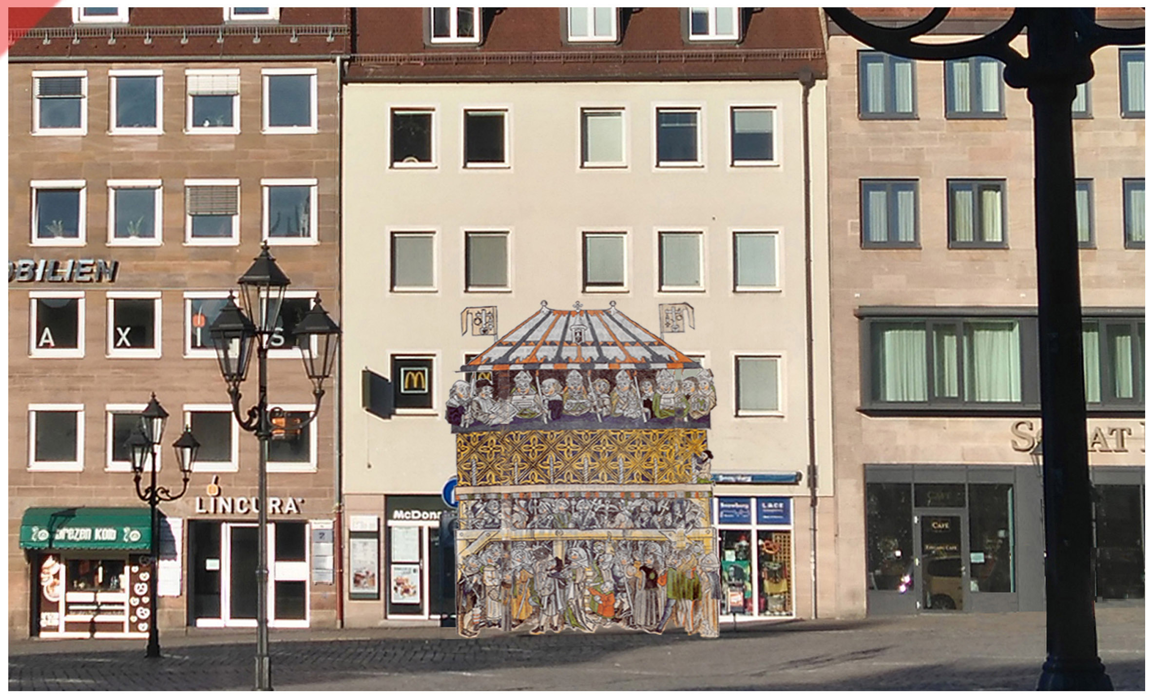 Heiltumsweisung-Nürnberg-Hauptmarkt-15-Schopper-Behaim-1424-1523-Rekonstruktion-Holzschnitt-1487-Gebäude-3-Vergleich