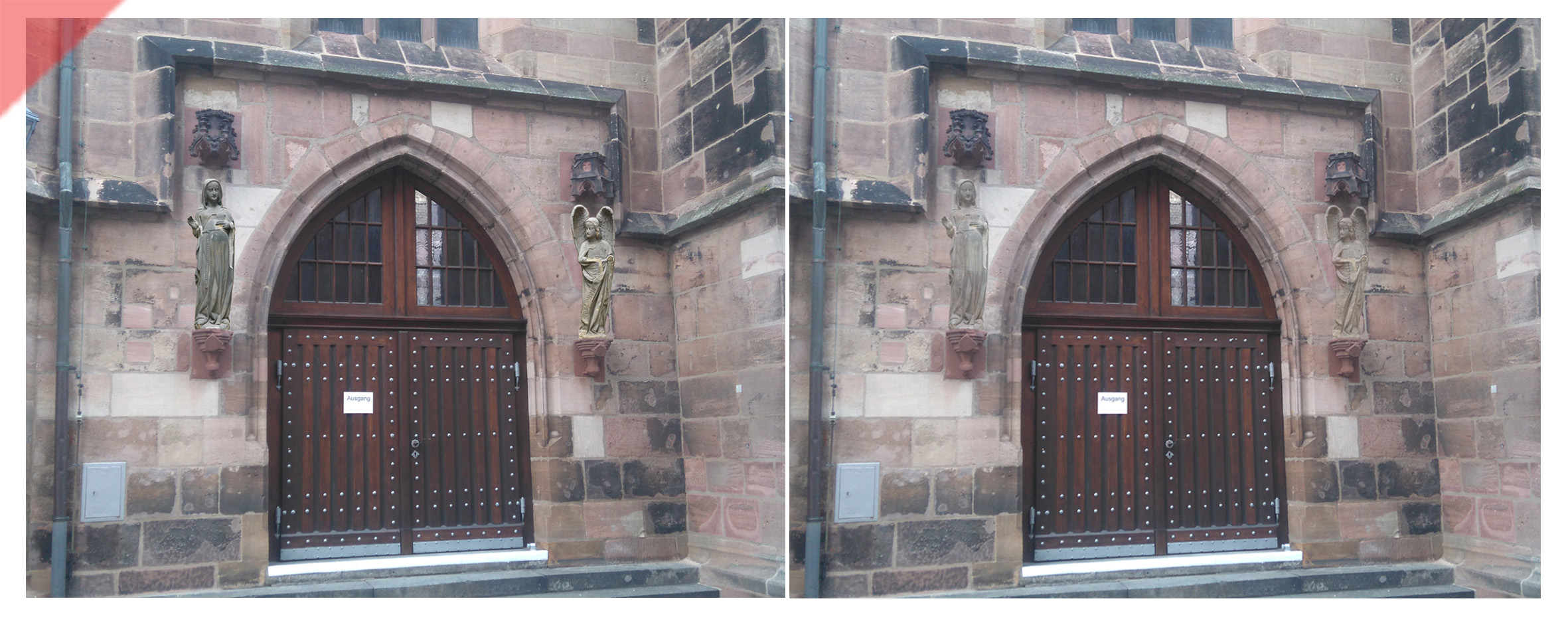 Frauenkirche-Liebfrauenkirche-Nürnberg-zwei-Skulpturen-Maria-Erzengel-Südportal